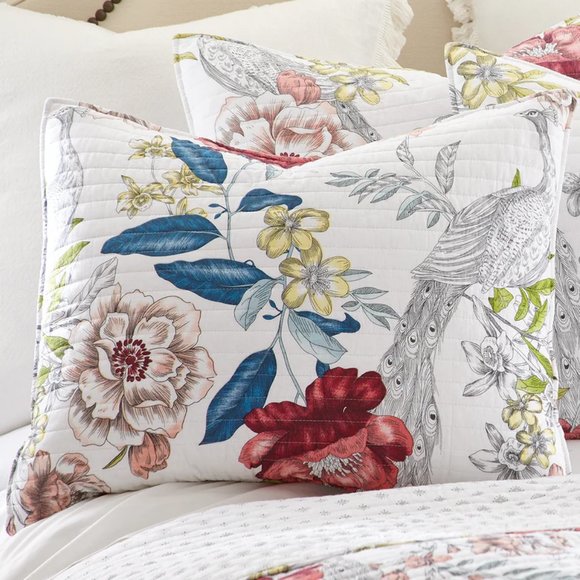 Levtex Home Montecito Floral/Peacock 3-Piece Reversible Full/Queen Quilt Set - Picture 2 of 11